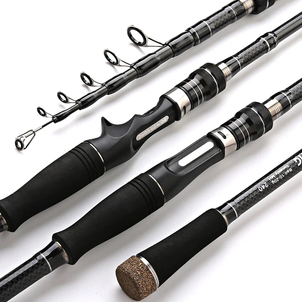 HOTTUNA Ultralight Spinning/Casting Carbon Fiber Telescopic Fishing Rod 1.8-3.6m Fishing Tackle-FREE Shipping