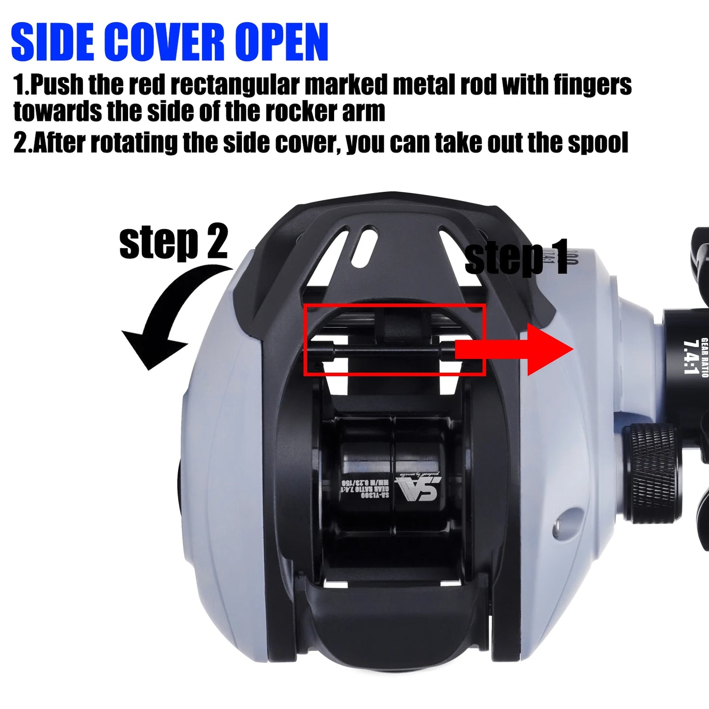 AnglerX-Baitcasting Reel Saltwater/Freshwater Gear 7.4;1 Max Drag 10KG/22 lb, 6+1BB