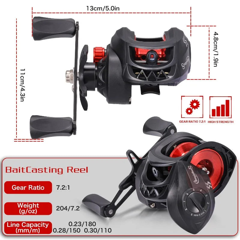 Professional Ultra Light 7.2.1 Gear Baitcasting Max Drag 8kg/17.6 lb Fishing Reel-Free shipping