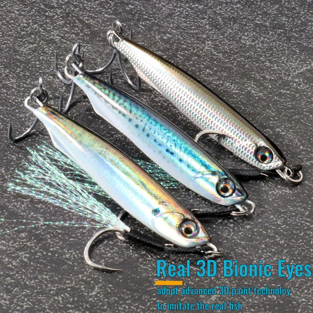 3D Eye color Metal Lure Spinner Jig Spoon with triple hook 10g 20 30g 40g-FREE Shipping