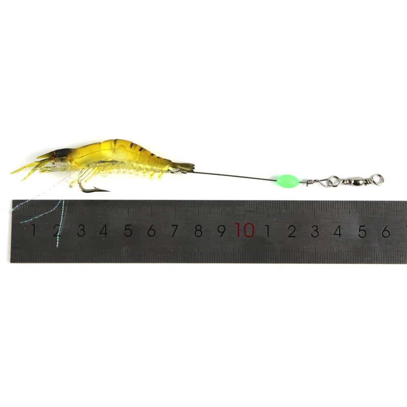 3pcs/lot Shrimp Soft Fishing Lure 9cm 6g Artificial Bait With Luminous Bead Swivels Hook Lifelike Shrimp Lure Carp Fishing