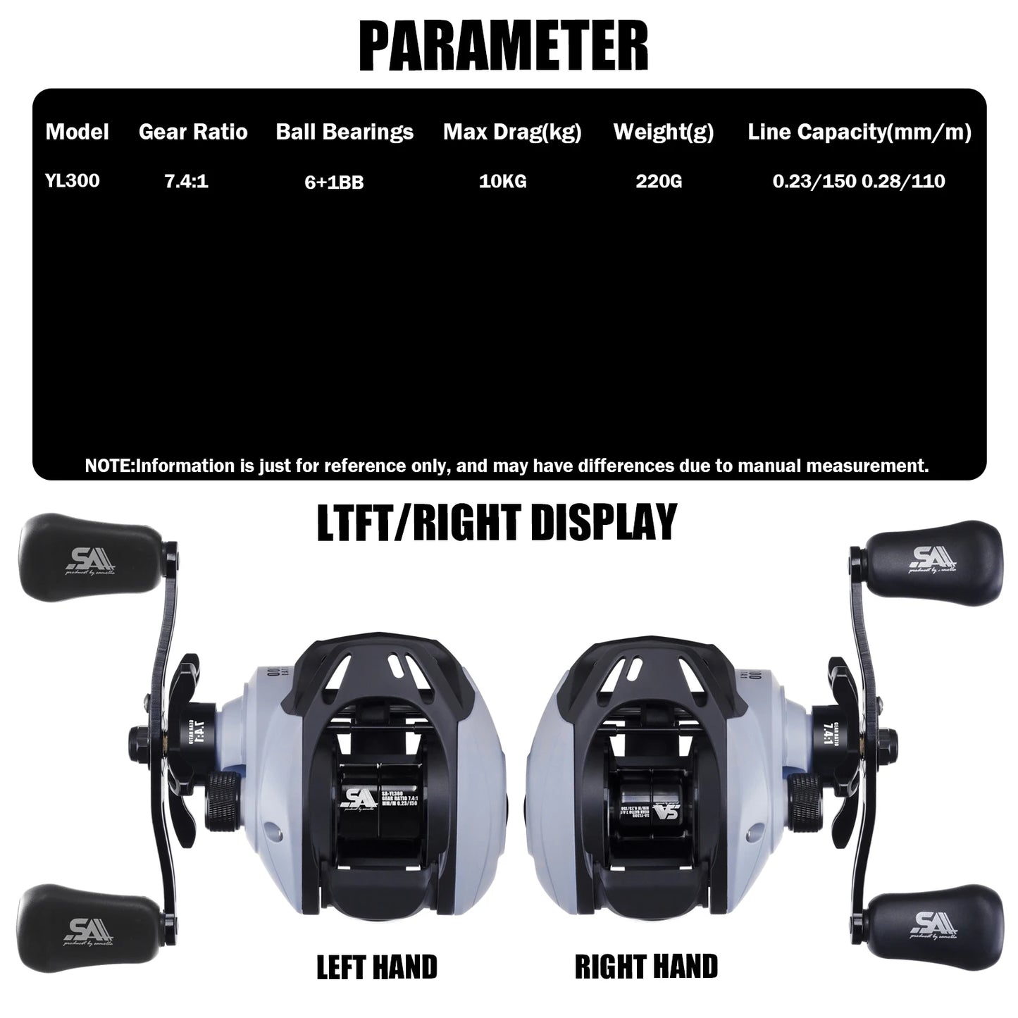 AnglerX-Baitcasting Reel Saltwater/Freshwater Gear 7.4;1 Max Drag 10KG/22 lb, 6+1BB