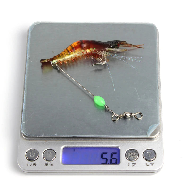 3pcs/lot Shrimp Soft Fishing Lure 9cm 6g Artificial Bait With Luminous Bead Swivels Hook Lifelike Shrimp Lure Carp Fishing