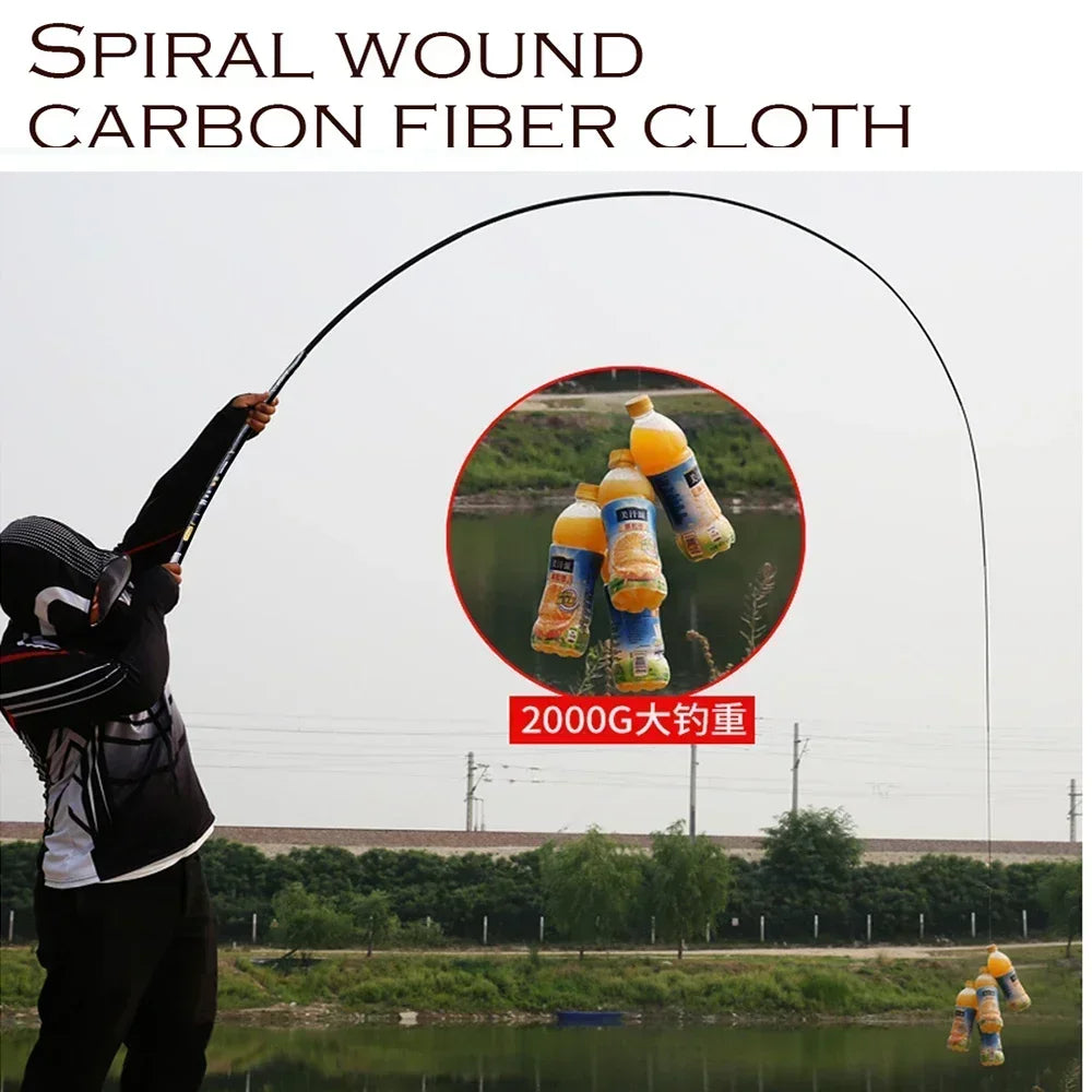 Telescopic Carbon Fiber Fishing Rod 3.6M -7.2M Ultra-light Hard-FREE Shipping