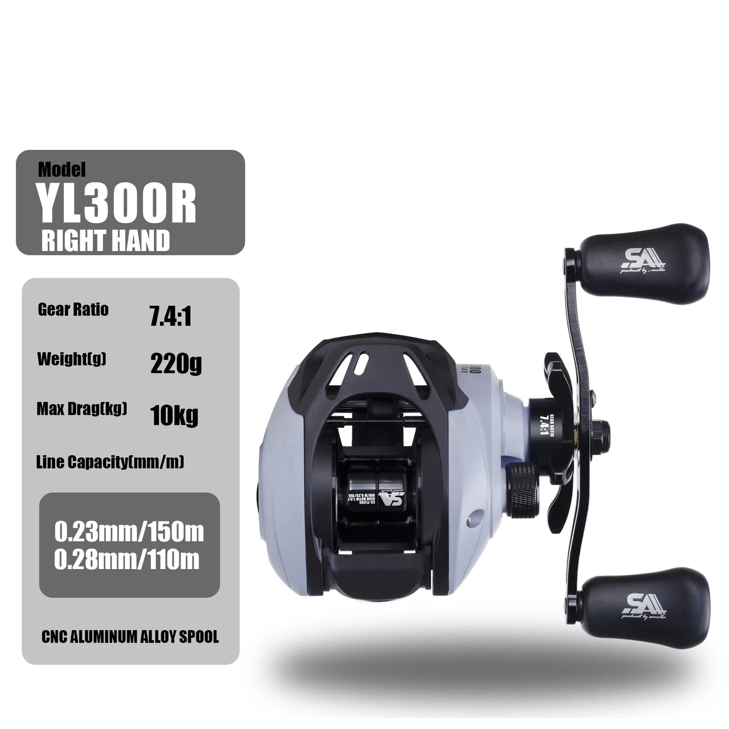 AnglerX-Baitcasting Reel Saltwater/Freshwater Gear 7.4;1 Max Drag 10KG/22 lb, 6+1BB