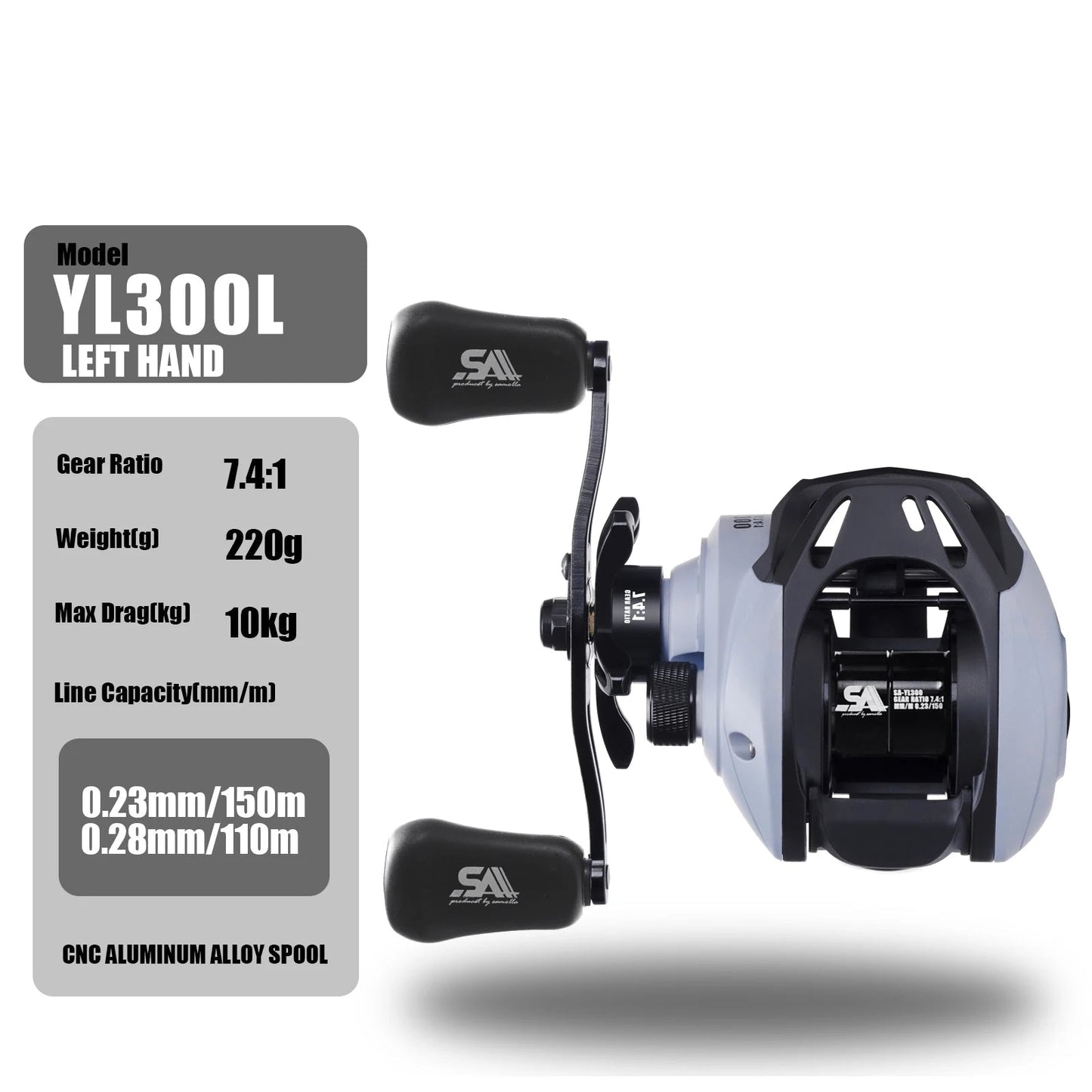 AnglerX-Baitcasting Reel Saltwater/Freshwater Gear 7.4;1 Max Drag 10KG/22 lb, 6+1BB