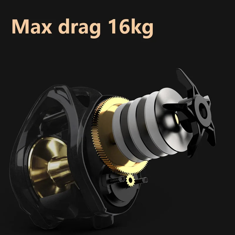 TIGER -Baitcast Reel Fishing 6+1BB TDC3000 Carbon Body Max drag 35lbs-FREE Shipping