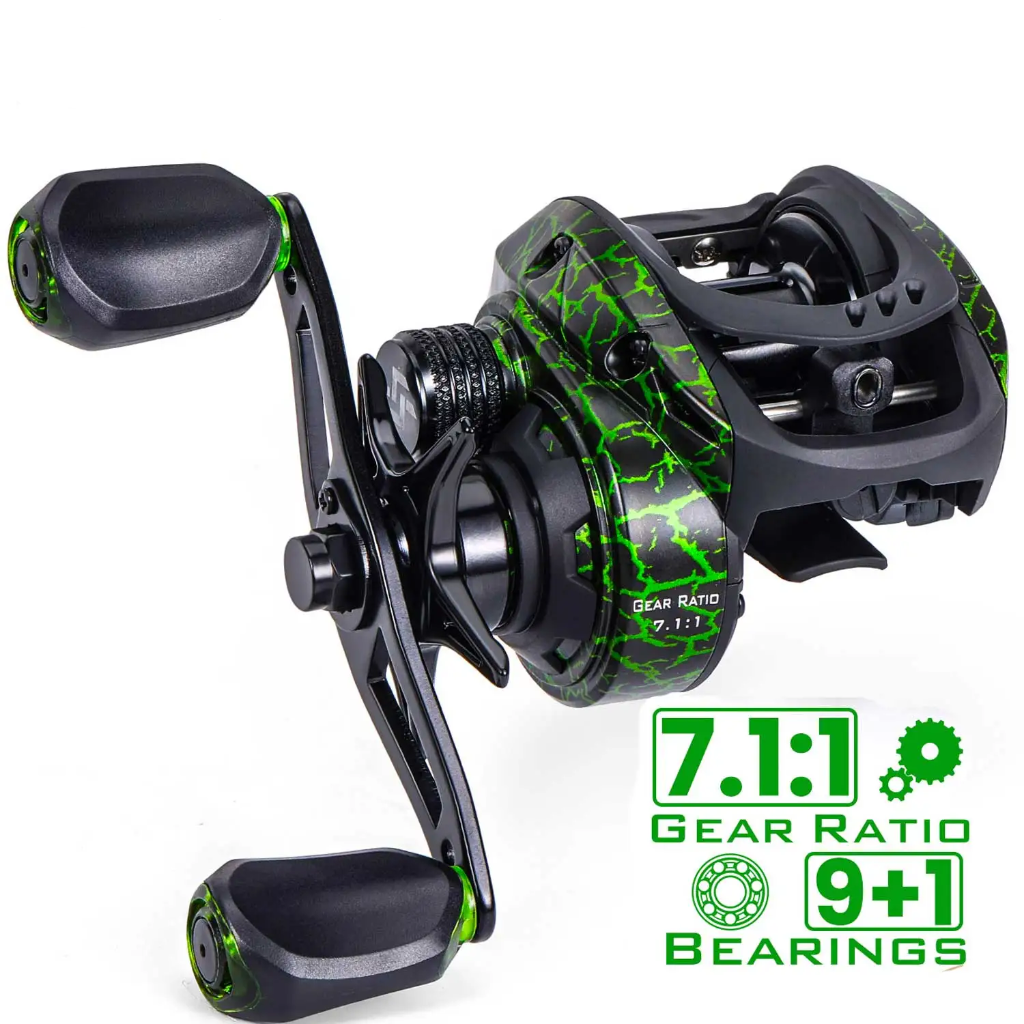 Bass Angler Baitcasting Reel 9+1BB 7.1:1 Gear Ratio Max Drag 22lbs-FREE Shipping