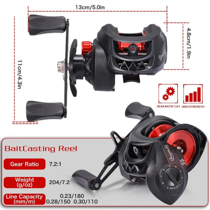 Professional Ultra Light 7.2.1 Gear  Baitcasting Max Drag 8kg/17.6 lb Fishing Reel-Free shipping