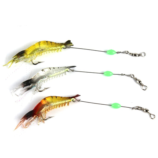 3pcs/lot Shrimp Soft Fishing Lure 9cm 6g Artificial Bait With Luminous Bead Swivels Hook Lifelike Shrimp Lure Carp Fishing