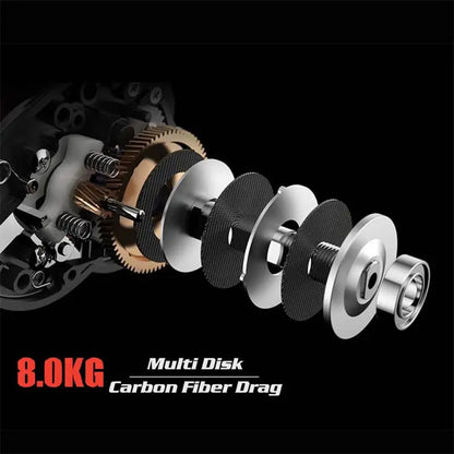JI- Baitcasting Fishing Reel  12BBs,22 lbs Carbon Drag Carbon-FREE Shipping