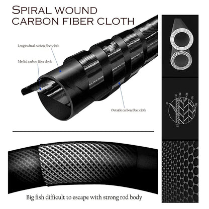 Telescopic Carbon Fiber Fishing Rod 3.6M -7.2M  Ultra-light Hard-FREE Shipping